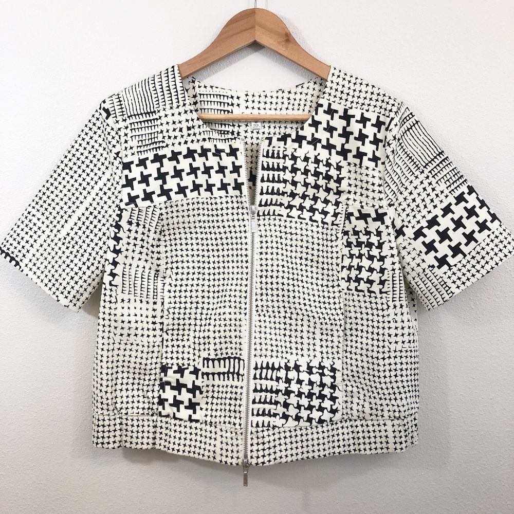 CAbi Houndstooth Coupe Bomber Jacket Short Sleeve
